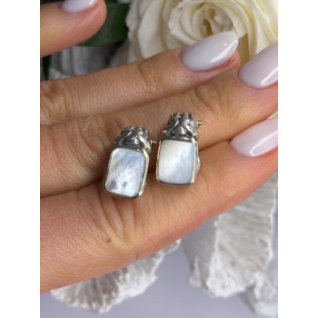 Vintage 925 Sterling Silver Abalone Earrings