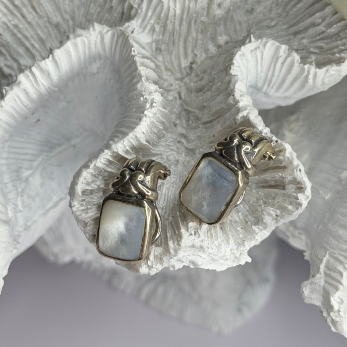 Vintage 925 Sterling Silver Abalone Earrings