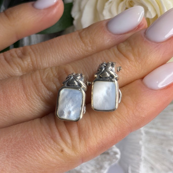 Vintage 925 Sterling Silver Abalone Earrings