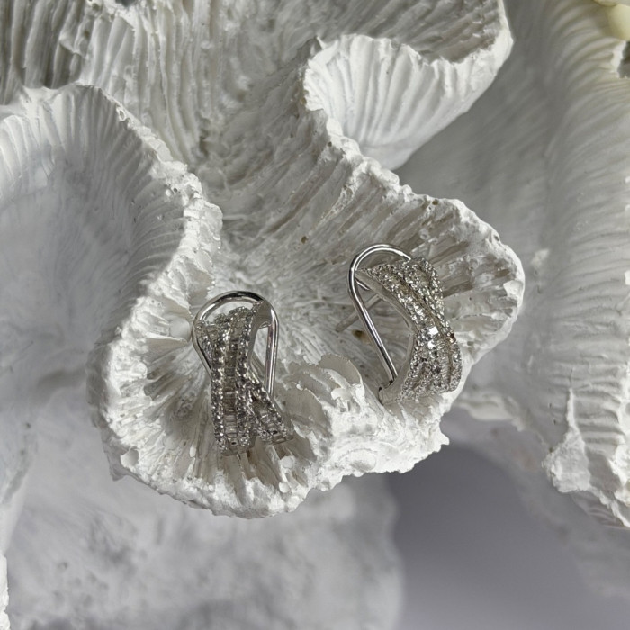 Beautiful 925 Sterling Silver White Topaz Earrings