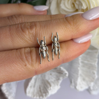 Cute Ant Bug 925 Sterling Silver Earrings