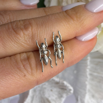 Cute Ant Bug 925 Sterling Silver Earrings