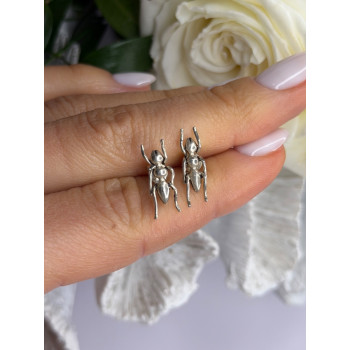 Cute Ant Bug 925 Sterling Silver Earrings