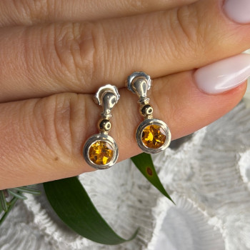 Vintage 925 Sterling Silver Citrine Earrings