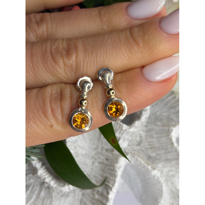 Vintage 925 Sterling Silver Citrine Earrings