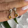 Vintage 925 Sterling Silver Citrine Earrings