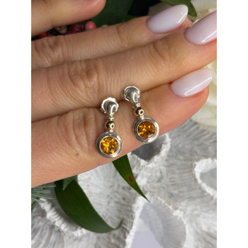 Vintage 925 Sterling Silver Citrine Earrings