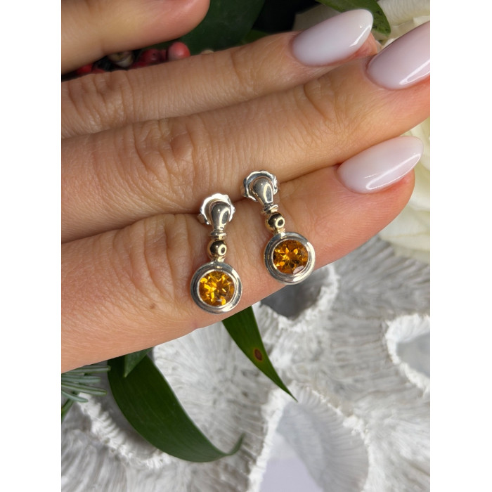 Vintage 925 Sterling Silver Citrine Earrings