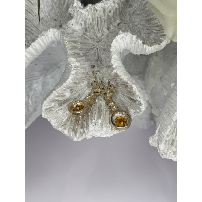 Vintage 925 Sterling Silver Citrine Earrings