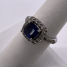 925 Sterling Silver Blue Spinel & White Beryl/Goshenite Ring Size 6.5