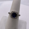 925 Sterling Silver Blue Spinel & White Beryl/Goshenite Ring Size 6.5
