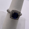 925 Sterling Silver Blue Spinel & White Beryl/Goshenite Ring Size 6.5