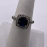 925 Sterling Silver Blue Spinel & White Beryl/Goshenite Ring Size 6.5