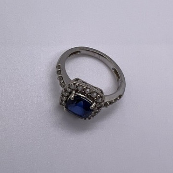 925 Sterling Silver Blue Spinel & White Beryl/Goshenite Ring Size 6.5