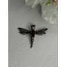 925 Sterling Silver Dragonfly Garnet Pendant Length 0.90 Inch