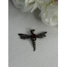 925 Sterling Silver Dragonfly Garnet Pendant Length 0.90 Inch