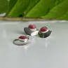 925 Sterling Silver Pink Agate Stud Earrings & Pendant Set