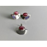 925 Sterling Silver Pink Agate Stud Earrings & Pendant Set
