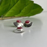 925 Sterling Silver Pink Agate Stud Earrings & Pendant Set