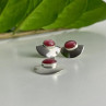 925 Sterling Silver Pink Agate Stud Earrings & Pendant Set