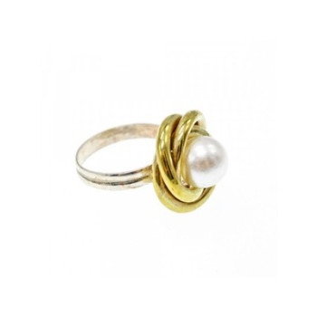 925 Sterling Silver Gold Plated imitation Pearls Set