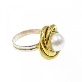 925 Sterling Silver Gold Plated Imitation Pearls Set