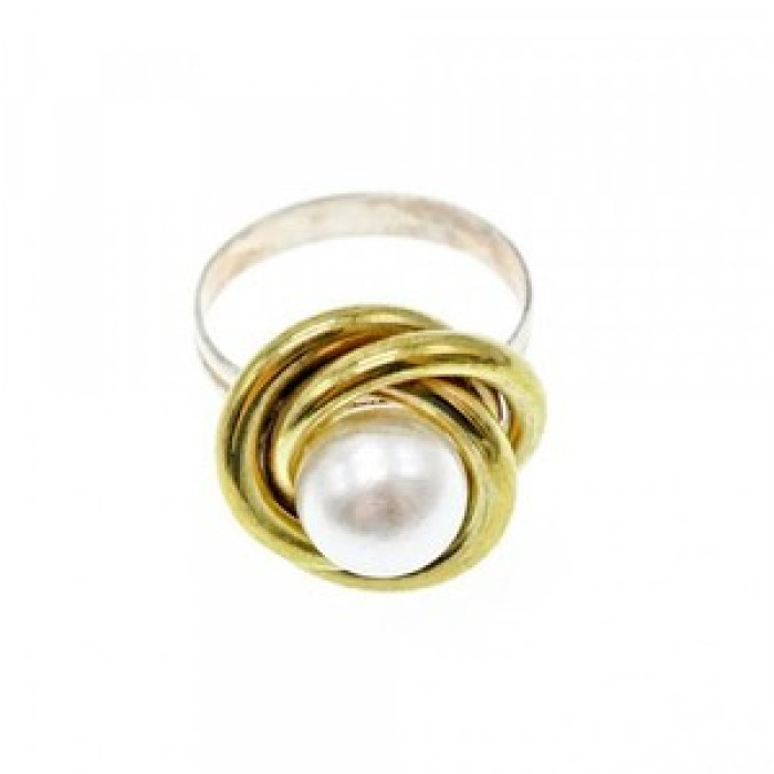 925 Sterling Silver Gold Plated Imitation Pearls Set