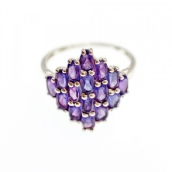 925 Sterling Silver Purple Tourmaline Ring Size 9.5