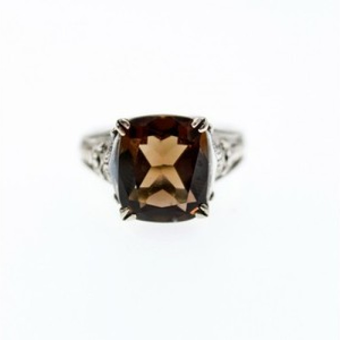 925 Sterling Silver Hessonite Ring Size 6