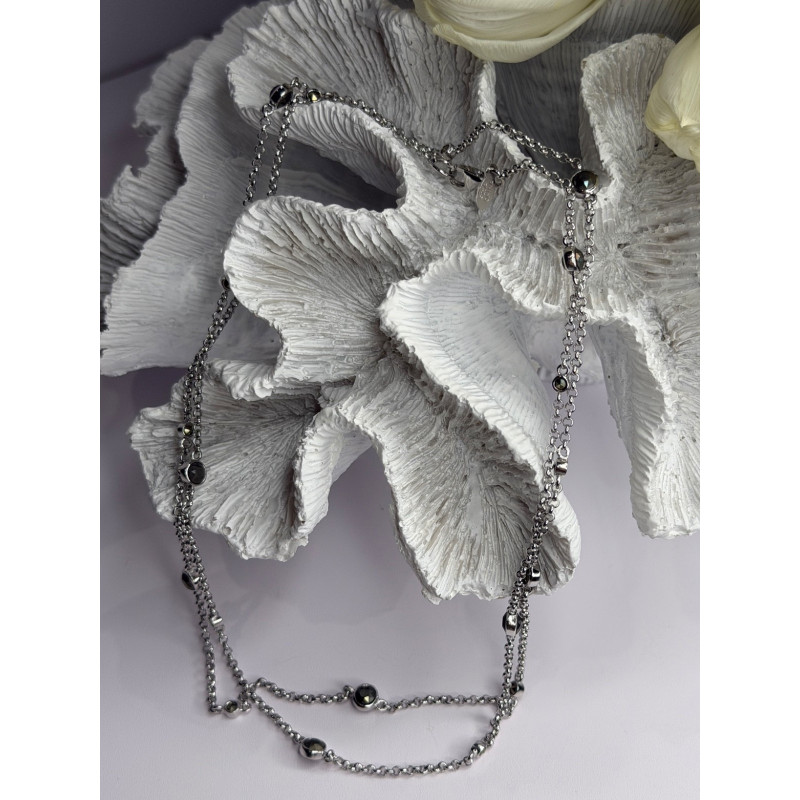 Beautiful 925 Sterling Silver Hematite Necklace Length 32 in