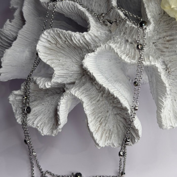 Beautiful 925 Sterling Silver Hematite Necklace Length 32 in