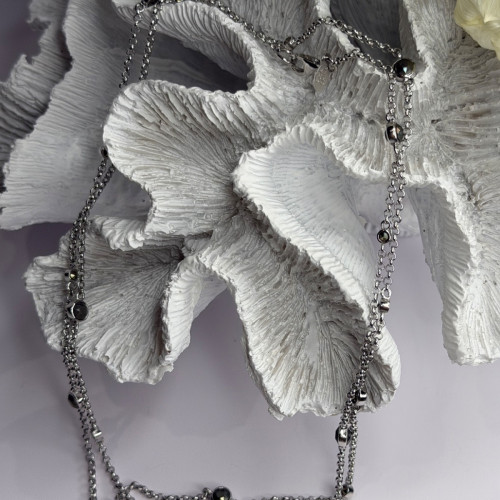 Beautiful 925 Sterling Silver Hematite Necklace Length 32 in