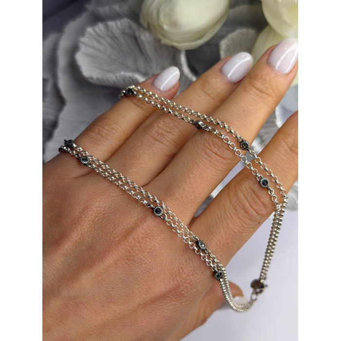 Beautiful 925 Sterling Silver Hematite Necklace Length 32 in