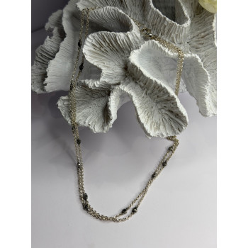 Beautiful 925 Sterling Silver Hematite Necklace Length 32 in