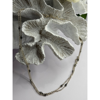 Beautiful 925 Sterling Silver Hematite Necklace Length 32 in