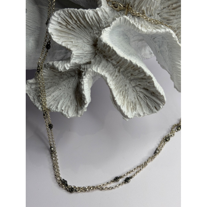 Beautiful 925 Sterling Silver Hematite Necklace Length 32 in