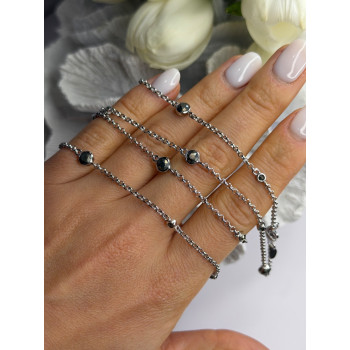 Beautiful 925 Sterling Silver Hematite Necklace Length 32 in