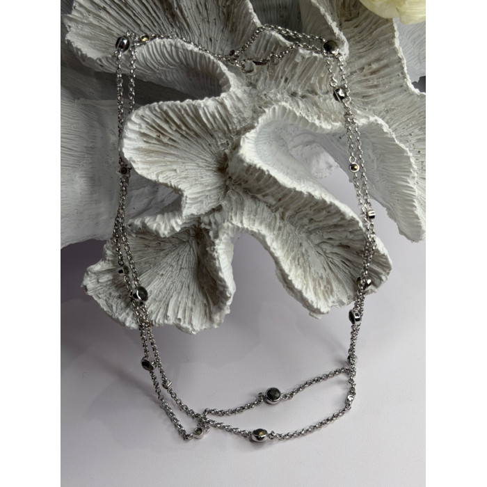 Beautiful 925 Sterling Silver Hematite Necklace Length 32 in