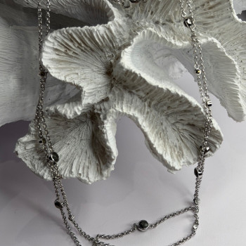 Beautiful 925 Sterling Silver Hematite Necklace Length 32 in