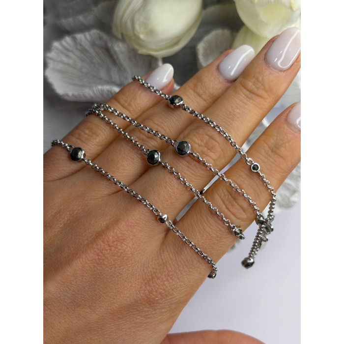 Beautiful 925 Sterling Silver Hematite Necklace Length 32 in