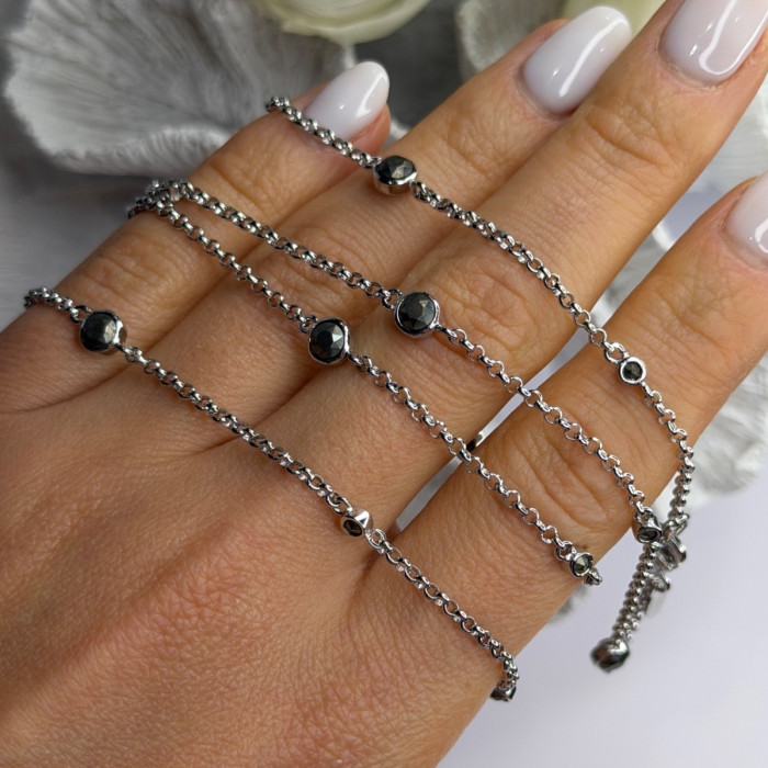 Beautiful 925 Sterling Silver Hematite Necklace Length 32 in