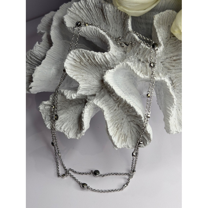 Beautiful 925 Sterling Silver Hematite Necklace Length 32 in