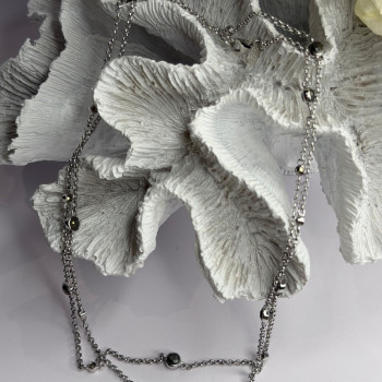 Beautiful 925 Sterling Silver Hematite Necklace Length 32 in