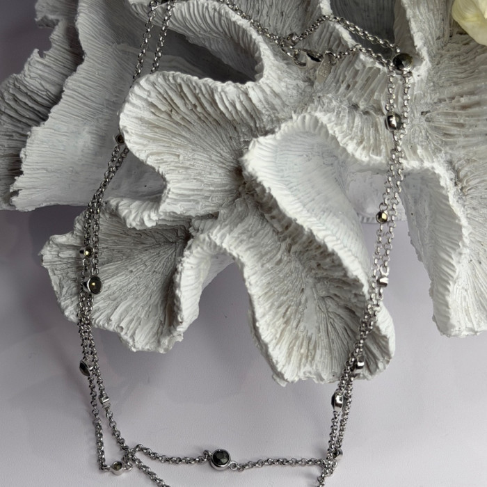 Beautiful 925 Sterling Silver Hematite Necklace Length 32 in