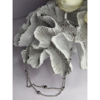 Beautiful 925 Sterling Silver Hematite Necklace Length 32 in