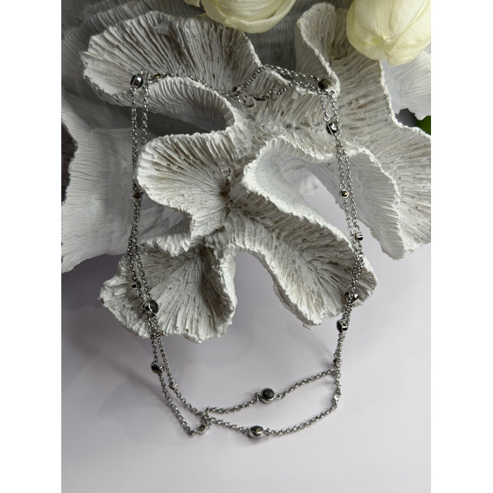 Beautiful 925 Sterling Silver Hematite Necklace Length 32 in