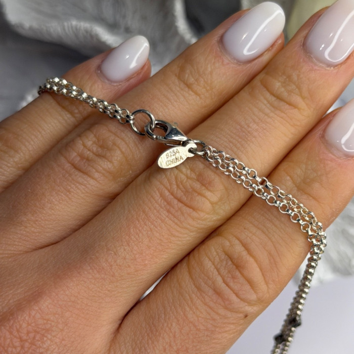 Beautiful 925 Sterling Silver Hematite Necklace Length 32 in