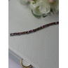 925 Sterling Silver Shiny Opal Pink & White Topaz Bracelet Length 7 Inch
