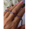 925 Sterling Silver Shiny Opal Pink & White Topaz Bracelet Length 7 Inch