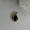 10K Yellow Gold Black Sapphire & Diamonds Pendant Length 0.60 Inch
